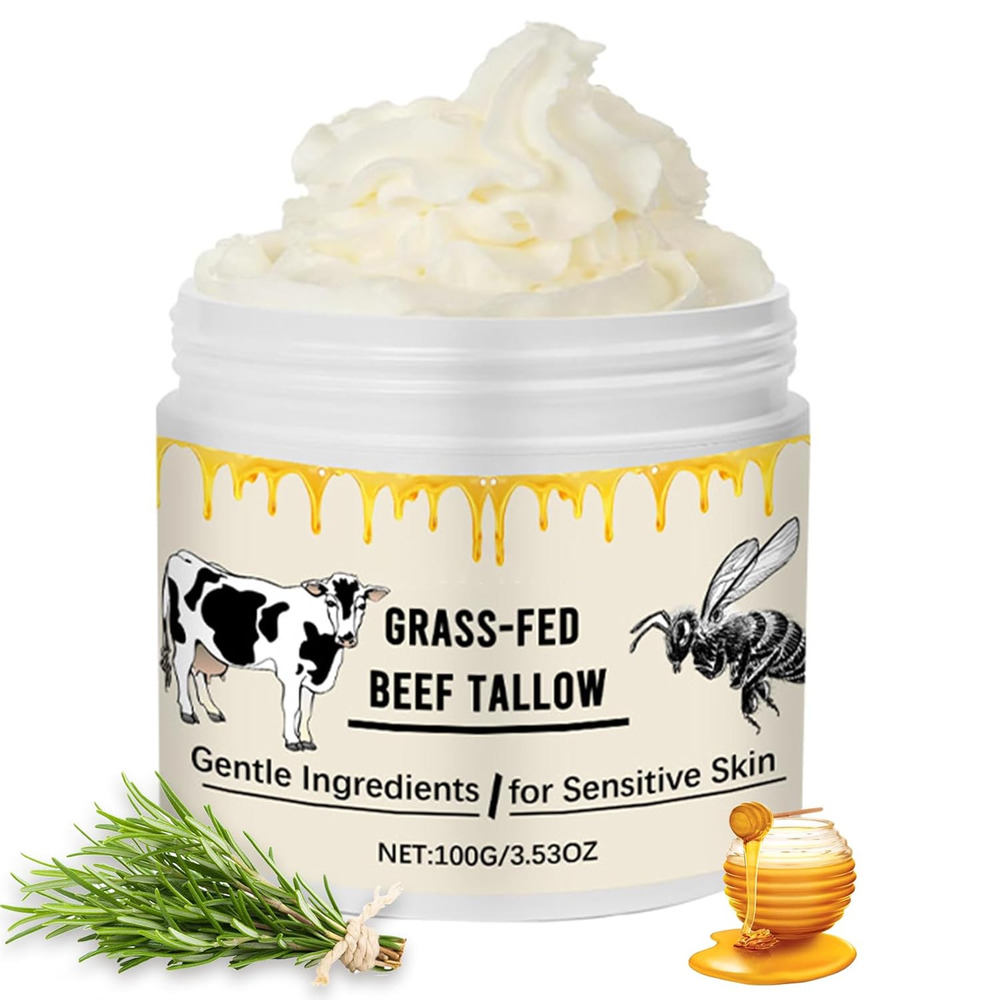 2 Pack Whipped Beef Tallow for Skin Organic Grass Fed Honey Moisturizer